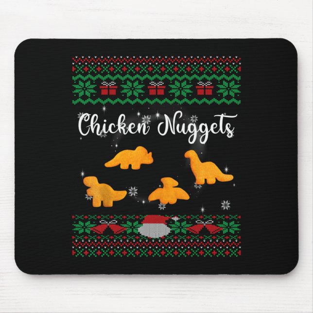 Tapis De Souris Dinos Chicken Nuggets Ugly Christmas Sweater Funny (Devant)