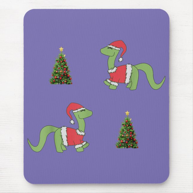 Tapis De Souris Dinosaure de Noël Arbre de Noël (Devant)