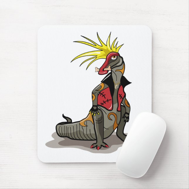 Tapis De Souris Dinosaure Hadrosaurus Habillé Comme Un Punk. (Avec souris)