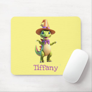 Tapis De Souris Dinosaure magicien vert mignon