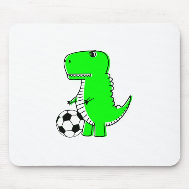 Tapis De Souris Dinosaure Vert Aime Le Football (Devant)