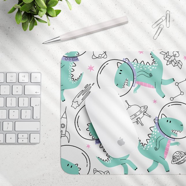 Tapis De Souris Dinosaures de l'espace, Dinosaures mignons, Navire (Créateur téléchargé)