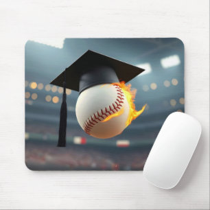 Tapis De Souris Diplômé De Baseball Avec Flames