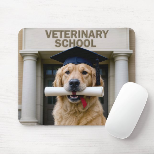 Tapis De Souris Diplômé en chien de l'école vétérinaire (Avec souris)