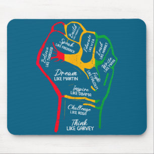 Tapis De Souris Dirigeants noirs inspirants poing levé main noire