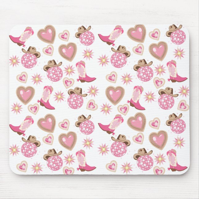Tapis De Souris Disco Cowgirl Valentine Mouse Pad (Devant)