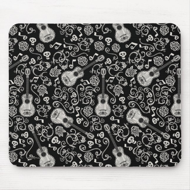 Tapis De Souris Disney Pixar Coco | Guitare et Motif Rose (Devant)