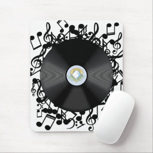 Tapis De Souris Disque vinyle ancien et notes de musique