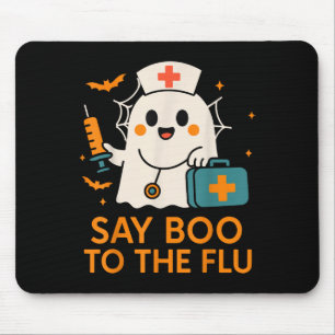 Tapis De Souris Dites Boo À L'Infirmière Grippe Halloween Vaccine 
