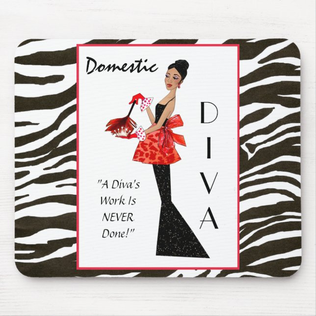 Tapis De Souris "Diva Domestique" - Le travail d'A Diva n'est jama (Devant)