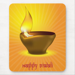 Tapis De Souris Diwali Diya - lampe à pétrole pour la célébration