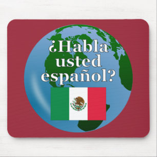 Tapis De Souris Do you speak Spanish ? Flag & globe