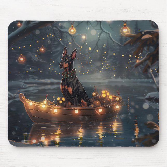 Tapis De Souris Doberman Christmas Festive Voyage (Devant)
