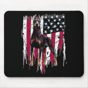 Tapis De Souris Doberman Pinscher Drapeau Américain Usa Awesome