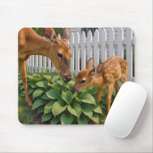Tapis De Souris Doe et Fawn manger Hosta