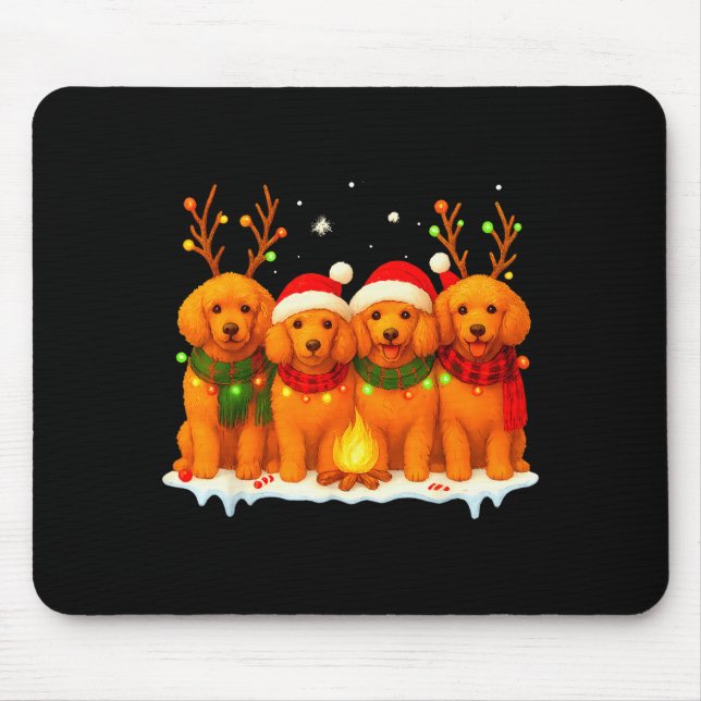 Tapis De Souris Dog Christmas Light Reindeer Santa Christmas Odle  (Devant)