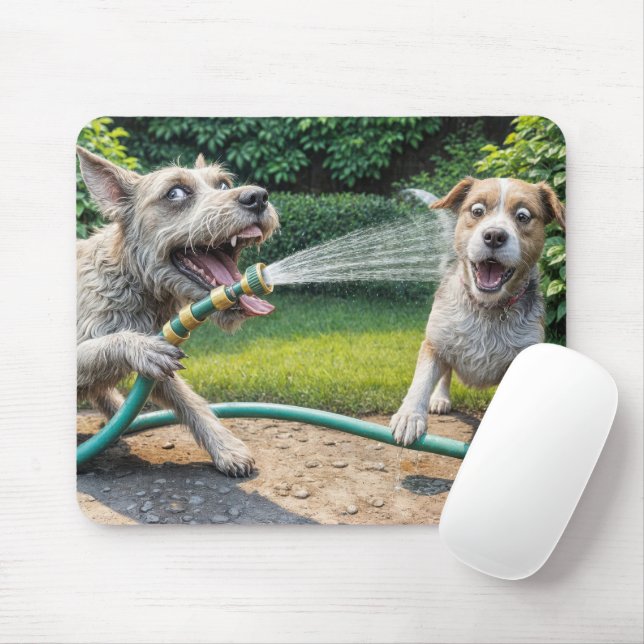 Tapis De Souris Dog Pulvériser L'Eau Avec Tuyau De Jardin (Avec souris)