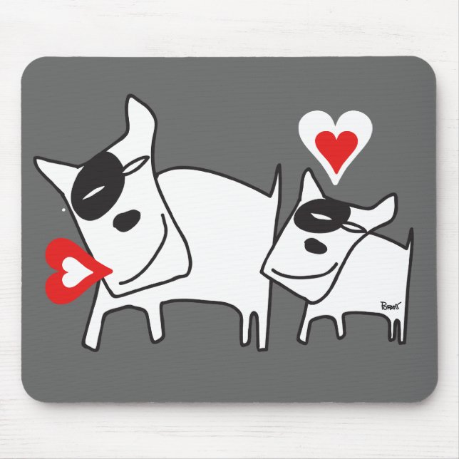 Tapis De Souris Doggie Love Talk Heart Mousepad (Devant)