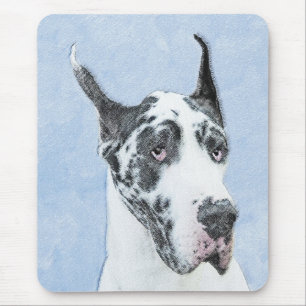 Tapis De Souris Dogue Allemand (Arlequin) Peinture - Art de Chien