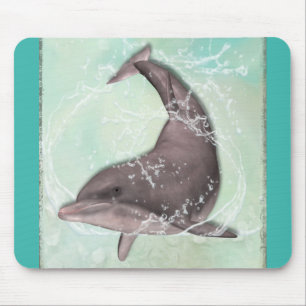 Tapis De Souris Dolphin Splashing Around in Cool Green Water