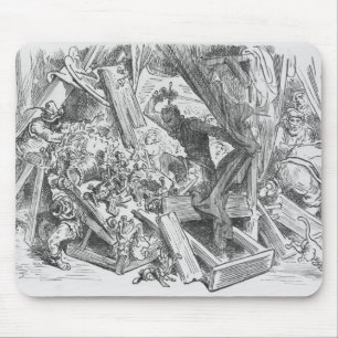 Tapis De Souris Don don Quichotte combattant les marionnettes