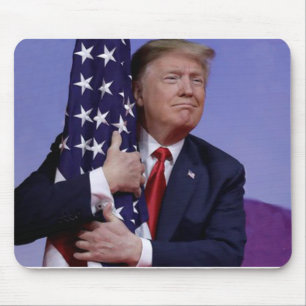 Tapis De Souris Donald Trump et le drapeau