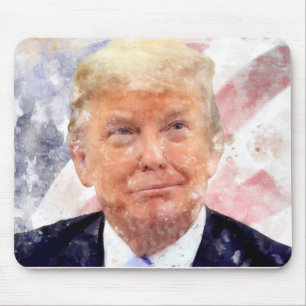 Tapis De Souris Donald Trump souriant avec le drapeau américain