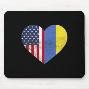 Tapis De Souris Double Nationalité États-Unis Ukraine Cœur América