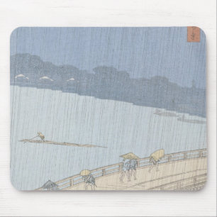 Tapis De Souris Douche soudaine sur le pont d'Ohashi chez Ataka