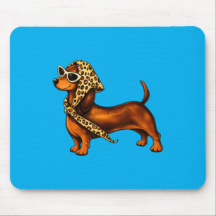 Tapis De Souris Doux dachshund léopard avec lunettes de soleil drô
