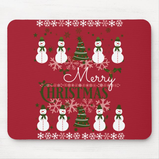 Tapis De Souris Doux de vacances moche Joyeux Noël (Devant)