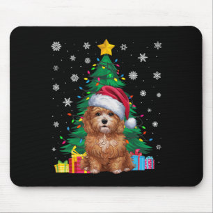 Tapis De Souris Doux moche sapin de Noël éclaire Maltipoo Chien Sa