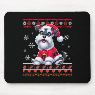Tapis De Souris Doux moche X mas Père Noël Miniature Schnauzer Chi