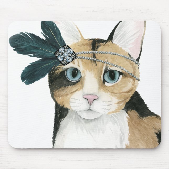 Tapis De Souris Downton Cat | Bejeweled With Feathers (Devant)