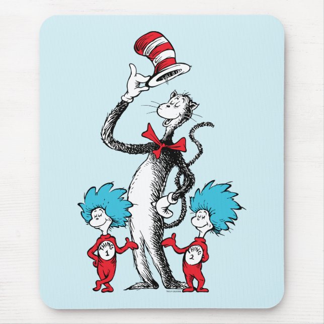 Tapis De Souris Dr Seuss | Chat dans le Casquette, Chose un & Chos (Devant)