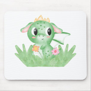 Tapis De Souris Drageon bébé mignon aquarelle