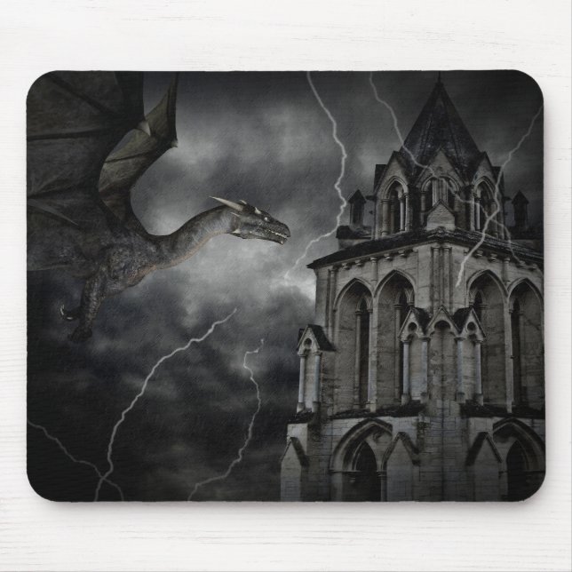 Tapis De Souris Dragon d'imaginaire gothique de nuit sombre et ora (Devant)