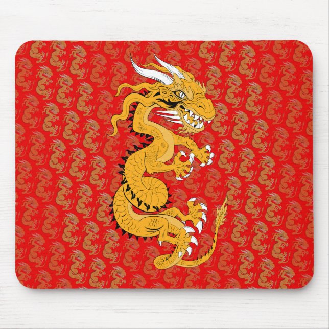 Tapis De Souris Dragon d'or en rouge (Devant)