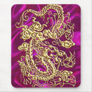 Tapis De Souris Dragon d'or Magenta Satin Lush Or Mousepad