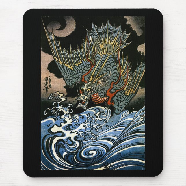 Tapis De Souris Dragon & Eau Spirit Kuniyoshi Art Japonais (Devant)