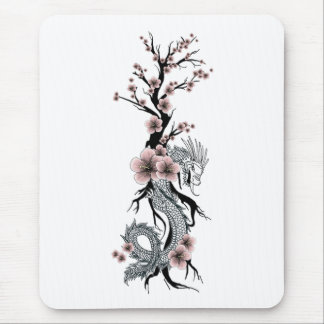 Tapis De Souris Dragon floral japonais Mousepad