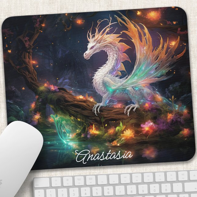 Tapis De Souris Dragon forestier enchanté Personnalisé (Créateur téléchargé)