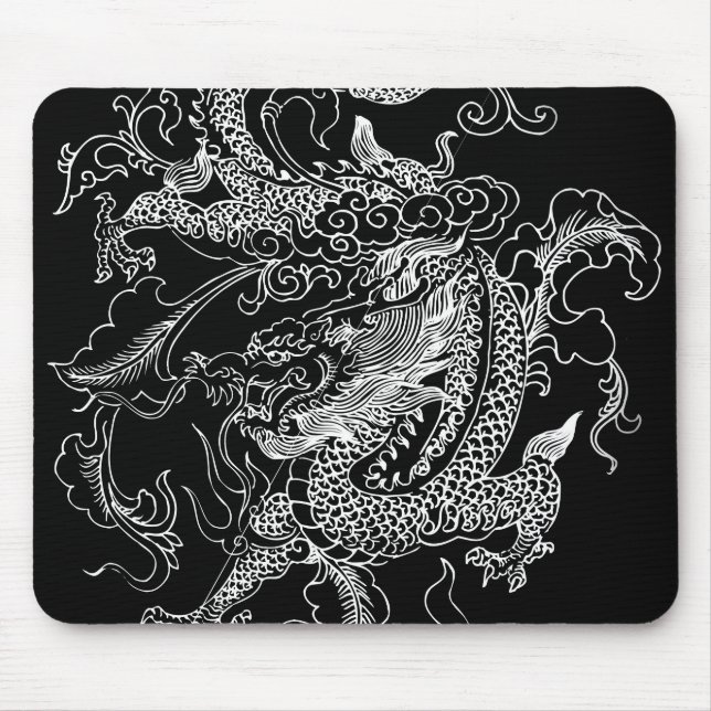 Tapis De Souris Dragon noir et blanc (Devant)