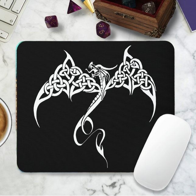 Tapis De Souris Dragon tribal celtique noir blanc (Créateur téléchargé)