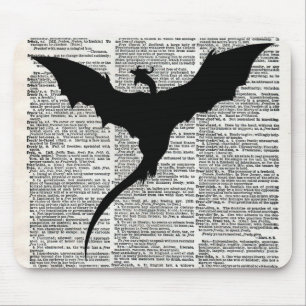 Tapis De Souris Dragon vintage de papier de dictionnaire médiéva