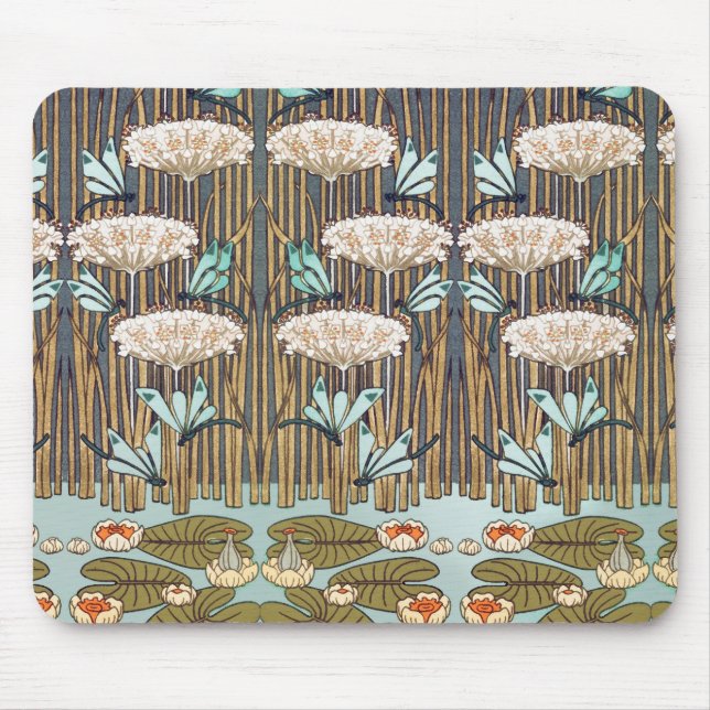 Tapis De Souris Dragonflies Water Lilies Marais Art Nouveau (Devant)