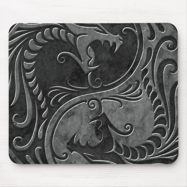 Tapis De Souris Dragons en pierre de Yin Yang (Devant)