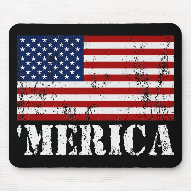 Tapis De Souris Drapeau affligé 'MERICA des États-Unis (Devant)