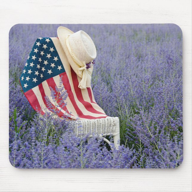 Tapis De Souris Drapeau américain avec Casquette sur fauteuil (Devant)