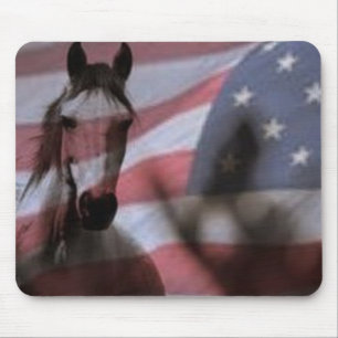 Tapis De Souris Drapeau américain avec Cheval sauvage